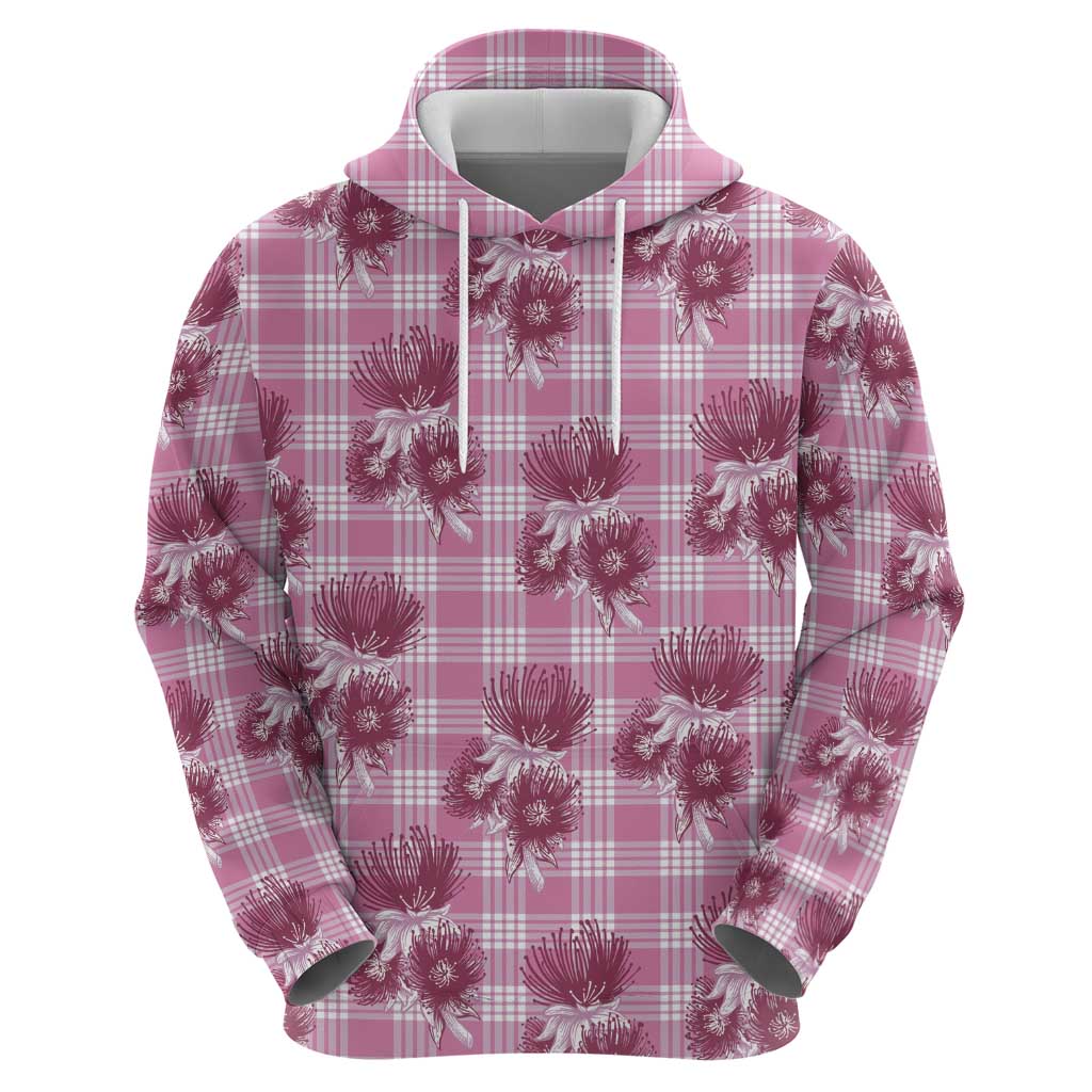 Pink Palaka Hawaii Zip Hoodie Hawaiian Lehua Blossoms LT05 - Polynesian Pride