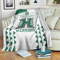 Custom Hawaii Football Blanket Rainbow Warriors Kakau Pattern LT05 White - Polynesian Pride