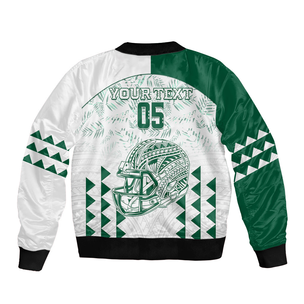 Custom Hawaii Football Bomber Jacket Rainbow Warriors Kakau Pattern LT05 - Polynesian Pride