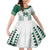 Custom Hawaii Football Family Matching Off Shoulder Long Sleeve Dress and Hawaiian Shirt Rainbow Warriors Kakau Pattern LT05 Daughter's Dress White - Polynesian Pride