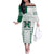 Custom Hawaii Football Family Matching Off Shoulder Long Sleeve Dress and Hawaiian Shirt Rainbow Warriors Kakau Pattern LT05 Mom's Dress White - Polynesian Pride