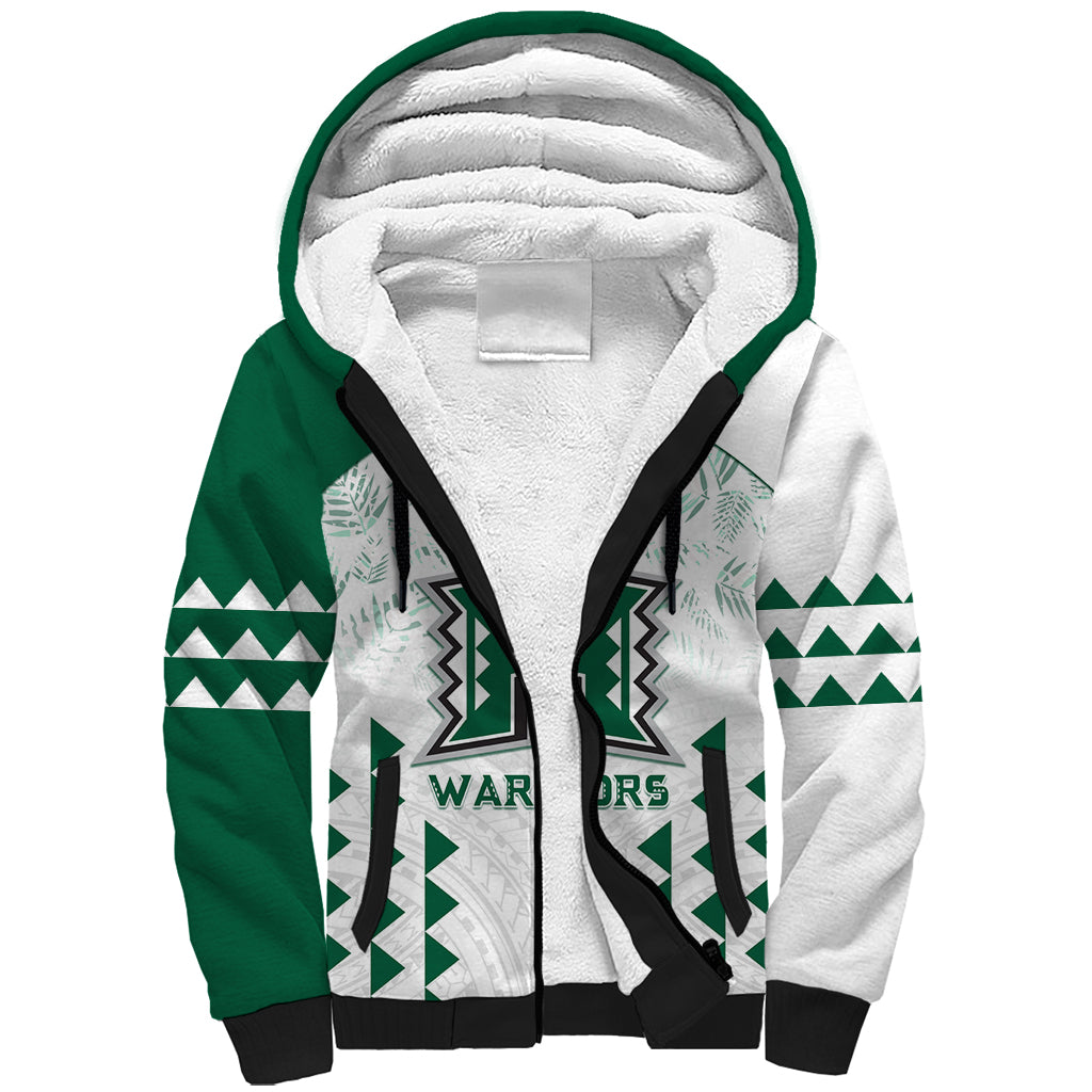 Custom Hawaii Football Sherpa Hoodie Rainbow Warriors Kakau Pattern LT05 Unisex White - Polynesian Pride