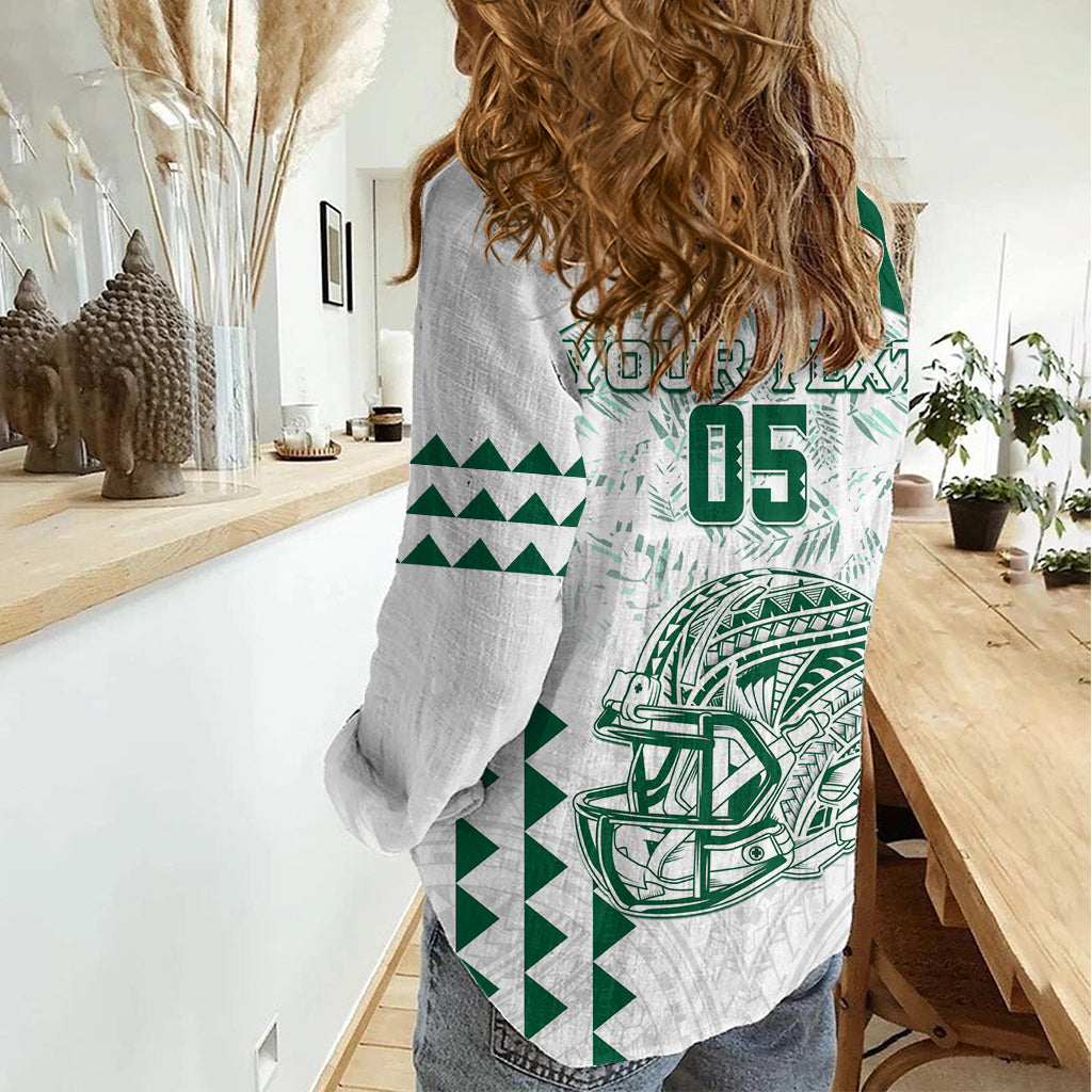 Custom Hawaii Football Women Casual Shirt Rainbow Warriors Kakau Pattern LT05 - Polynesian Pride