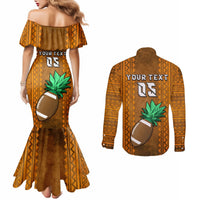 Custom Hawaii Honolulu Football Bowl Couples Matching Mermaid Dress and Long Sleeve Button Shirt Simple Style LT05 - Polynesian Pride