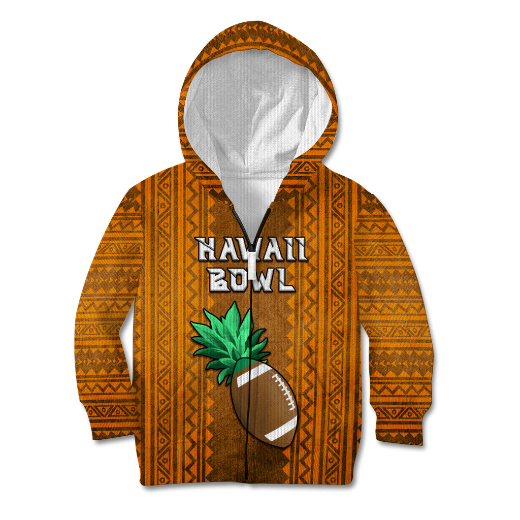 Custom Hawaii Honolulu Football Bowl Kid Hoodie Simple Style LT05 Zip Hoodie Brown - Polynesian Pride