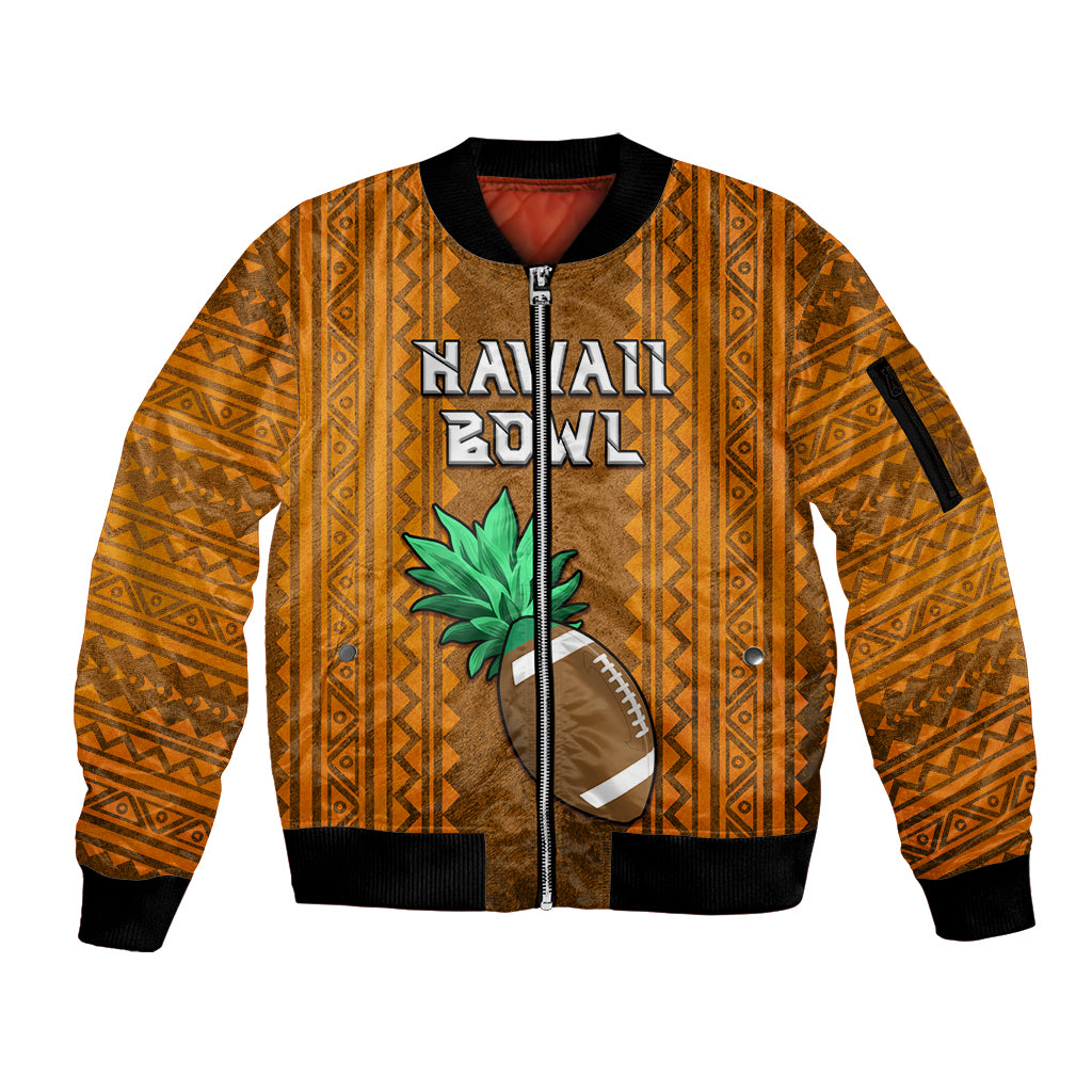 Custom Hawaii Honolulu Football Bowl Sleeve Zip Bomber Jacket Simple Style LT05 Unisex Brown - Polynesian Pride
