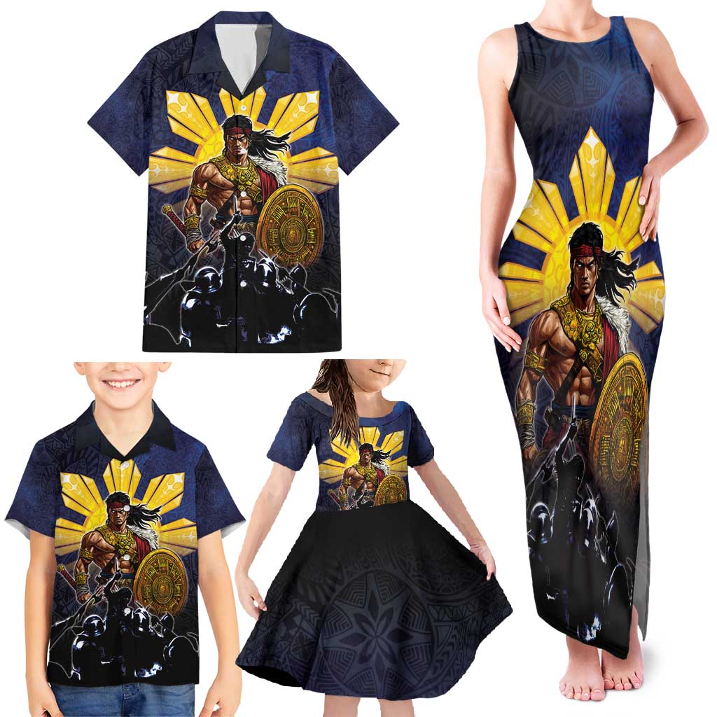 Philippines The First Hero Family Matching Tank Maxi Dress and Hawaiian Shirt Lapu Lapu Know Your Roots