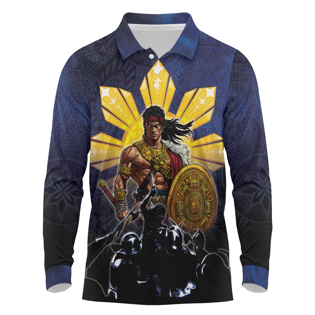 Philippines The First Hero Long Sleeve Polo Shirt Lapu Lapu Know Your Roots