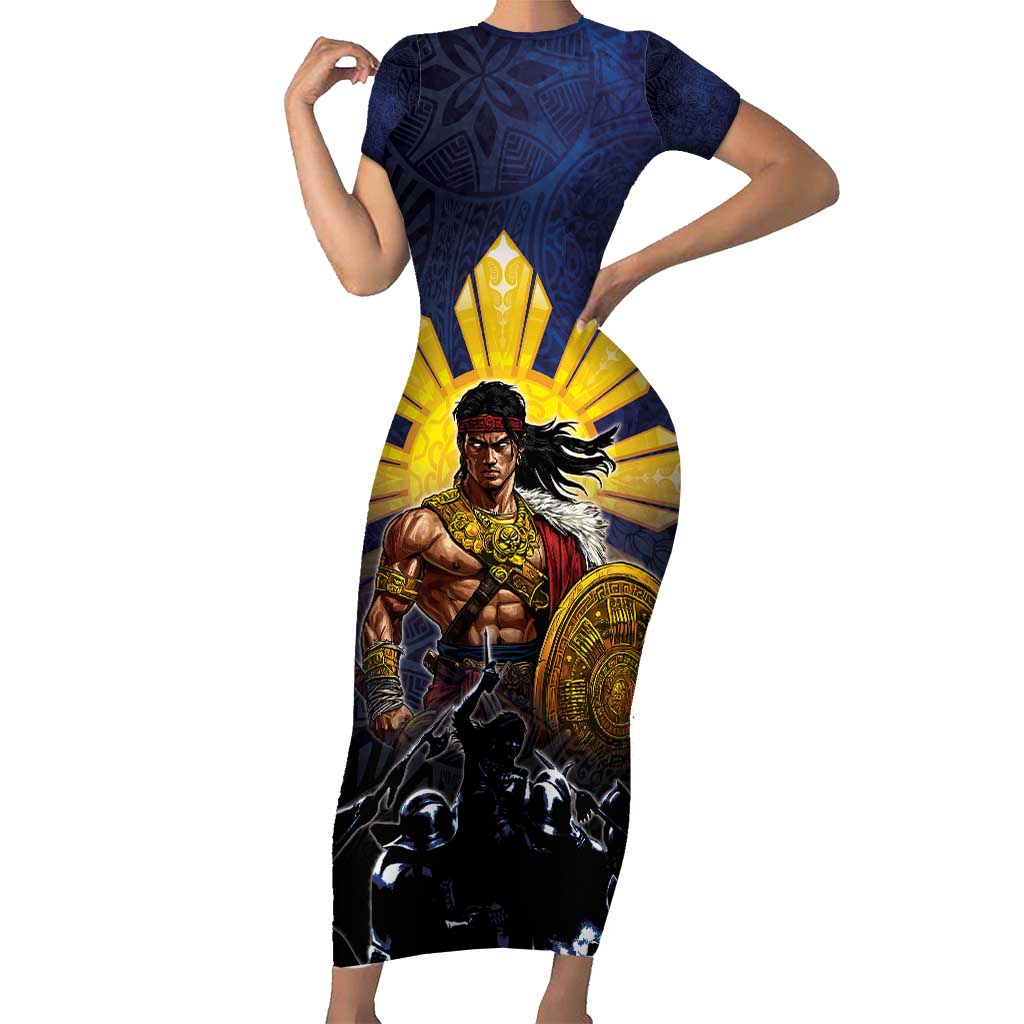 Philippines The First Hero Short Sleeve Bodycon Dress Lapu Lapu Know Your Roots