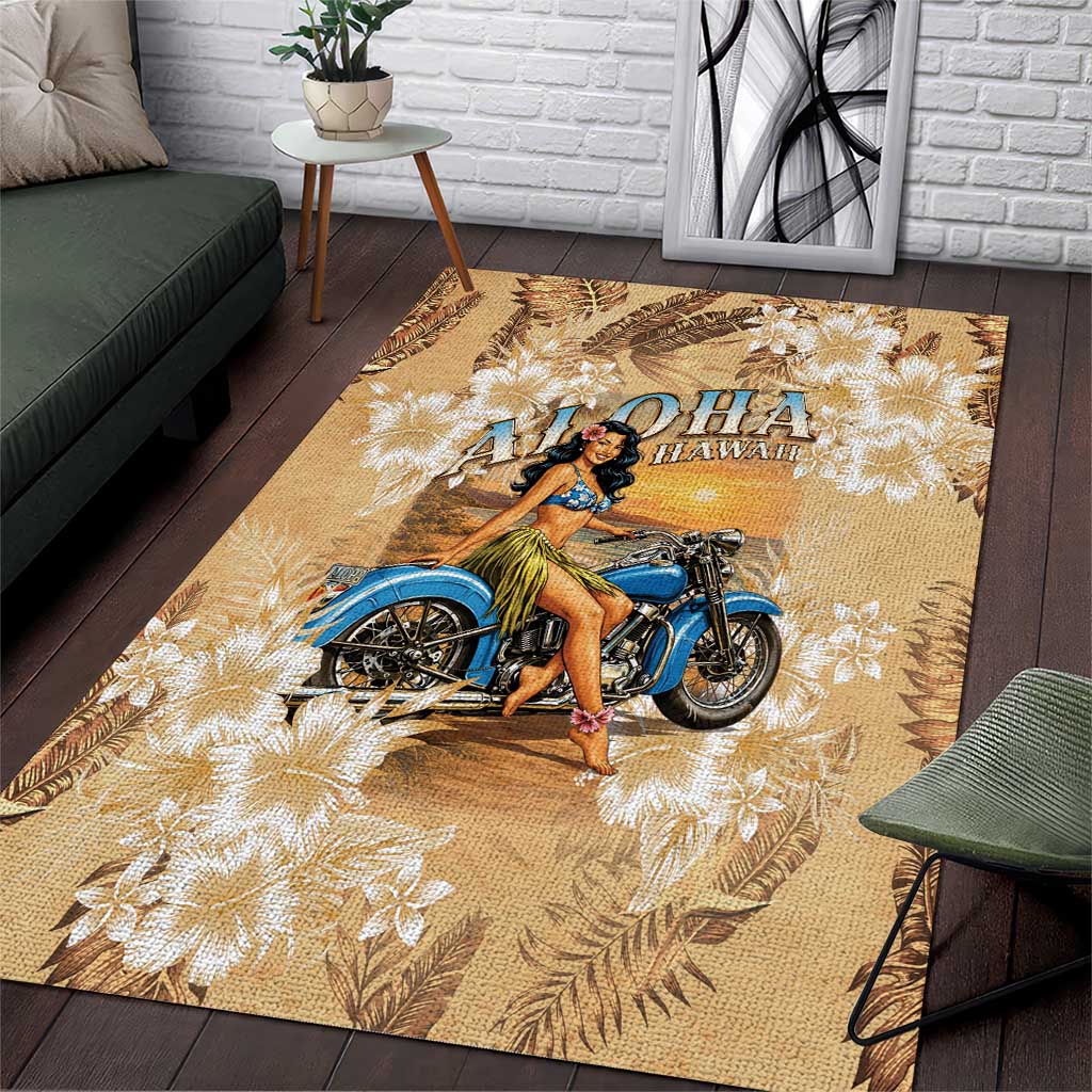 Aloha Hawaii Biker Area Rug Ride To Paradise LT05 Beige - Polynesian Pride