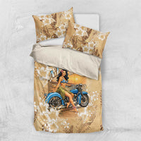 Aloha Hawaii Biker Bedding Set Ride To Paradise LT05 US Twin 172cm x 218cm Beige - Polynesian Pride