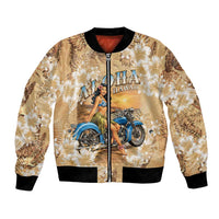 Aloha Hawaii Biker Bomber Jacket Ride To Paradise LT05 Unisex Beige - Polynesian Pride