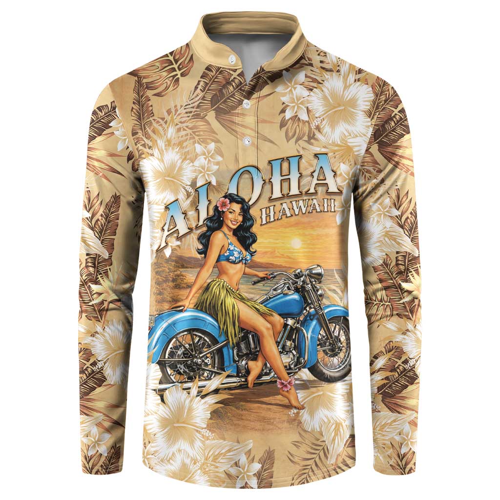 Aloha Hawaii Biker Button Sweatshirt Ride To Paradise LT05 Beige - Polynesian Pride