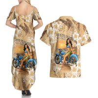 Aloha Hawaii Biker Couples Matching Summer Maxi Dress and Hawaiian Shirt Ride To Paradise LT05 - Polynesian Pride