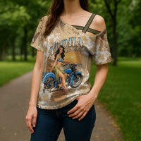 Aloha Hawaii Biker Cross Shoulder Shirt Ride To Paradise