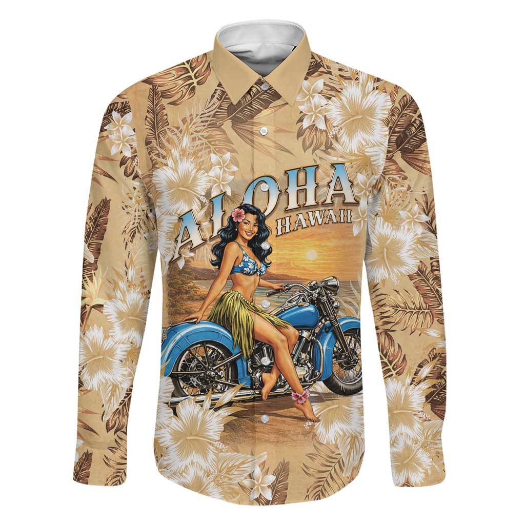 Aloha Hawaii Biker Family Matching Long Sleeve Bodycon Dress and Hawaiian Shirt Ride To Paradise