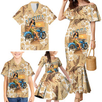 Aloha Hawaii Biker Family Matching Mermaid Dress and Hawaiian Shirt Ride To Paradise