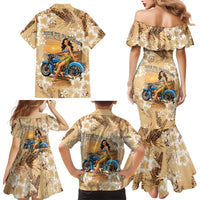 Aloha Hawaii Biker Family Matching Mermaid Dress and Hawaiian Shirt Ride To Paradise