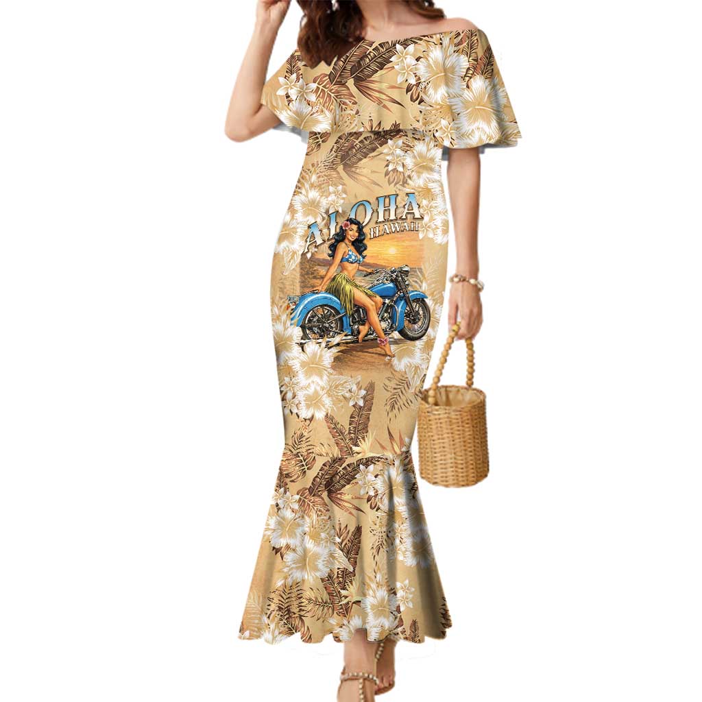 Aloha Hawaii Biker Family Matching Mermaid Dress and Hawaiian Shirt Ride To Paradise