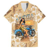 Aloha Hawaii Biker Family Matching Off Shoulder Maxi Dress and Hawaiian Shirt Ride To Paradise LT05 Dad's Shirt - Short Sleeve Beige - Polynesian Pride