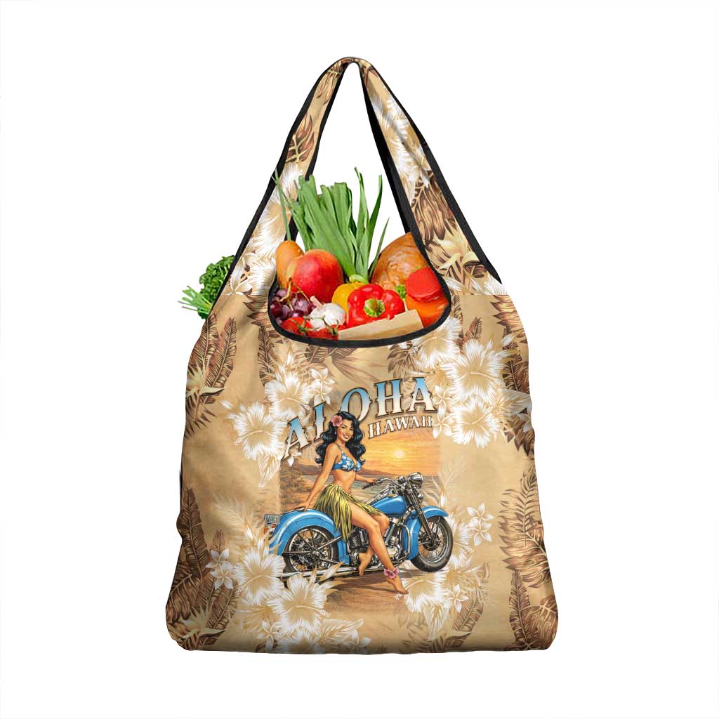 Aloha Hawaii Biker Grocery Bag Ride To Paradise LT05 1-pack One Size Beige - Polynesian Pride