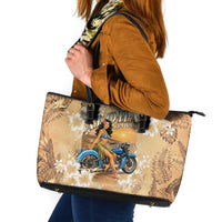 Aloha Hawaii Biker Leather Tote Bag Ride To Paradise LT05 Beige - Polynesian Pride