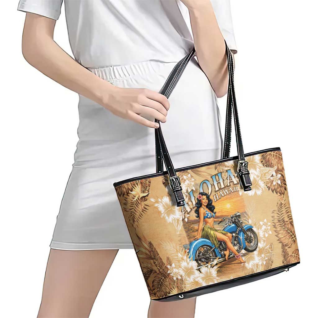 Aloha Hawaii Biker Leather Tote Bag Ride To Paradise LT05 - Polynesian Pride