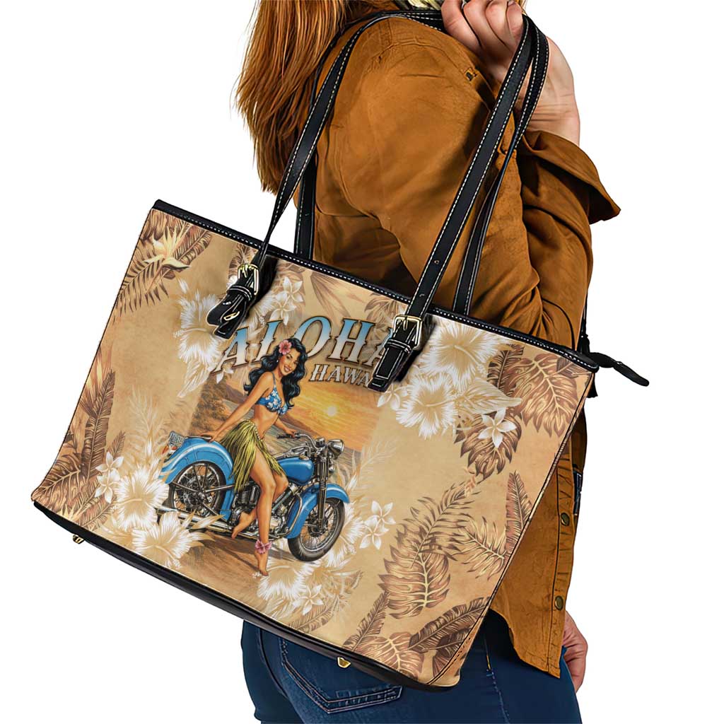 Aloha Hawaii Biker Leather Tote Bag Ride To Paradise LT05 - Polynesian Pride