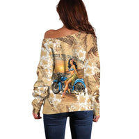 Aloha Hawaii Biker Off Shoulder Sweater Ride To Paradise