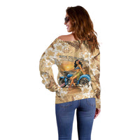 Aloha Hawaii Biker Off Shoulder Sweater Ride To Paradise