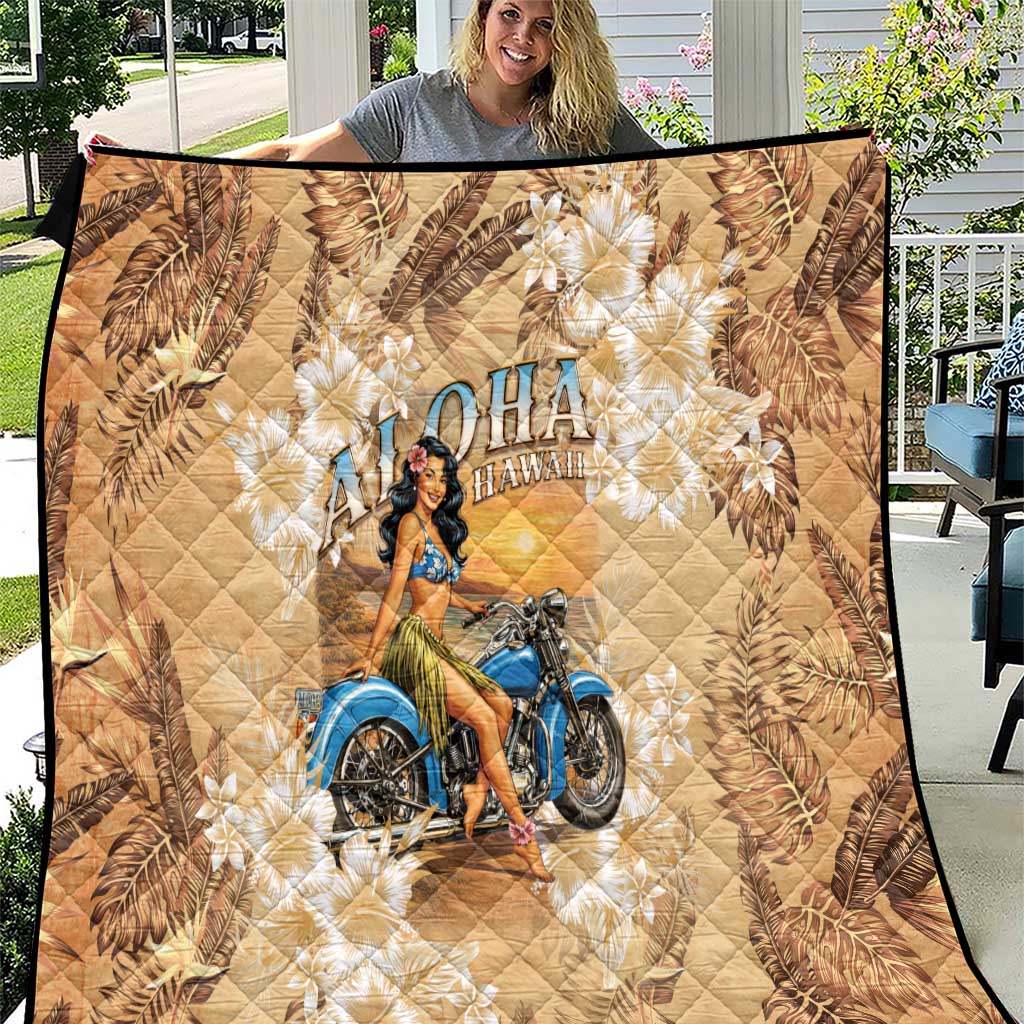 Aloha Hawaii Biker Quilt Ride To Paradise LT05 Beige - Polynesian Pride