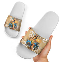 Aloha Hawaii Biker Slide Sandals Ride To Paradise