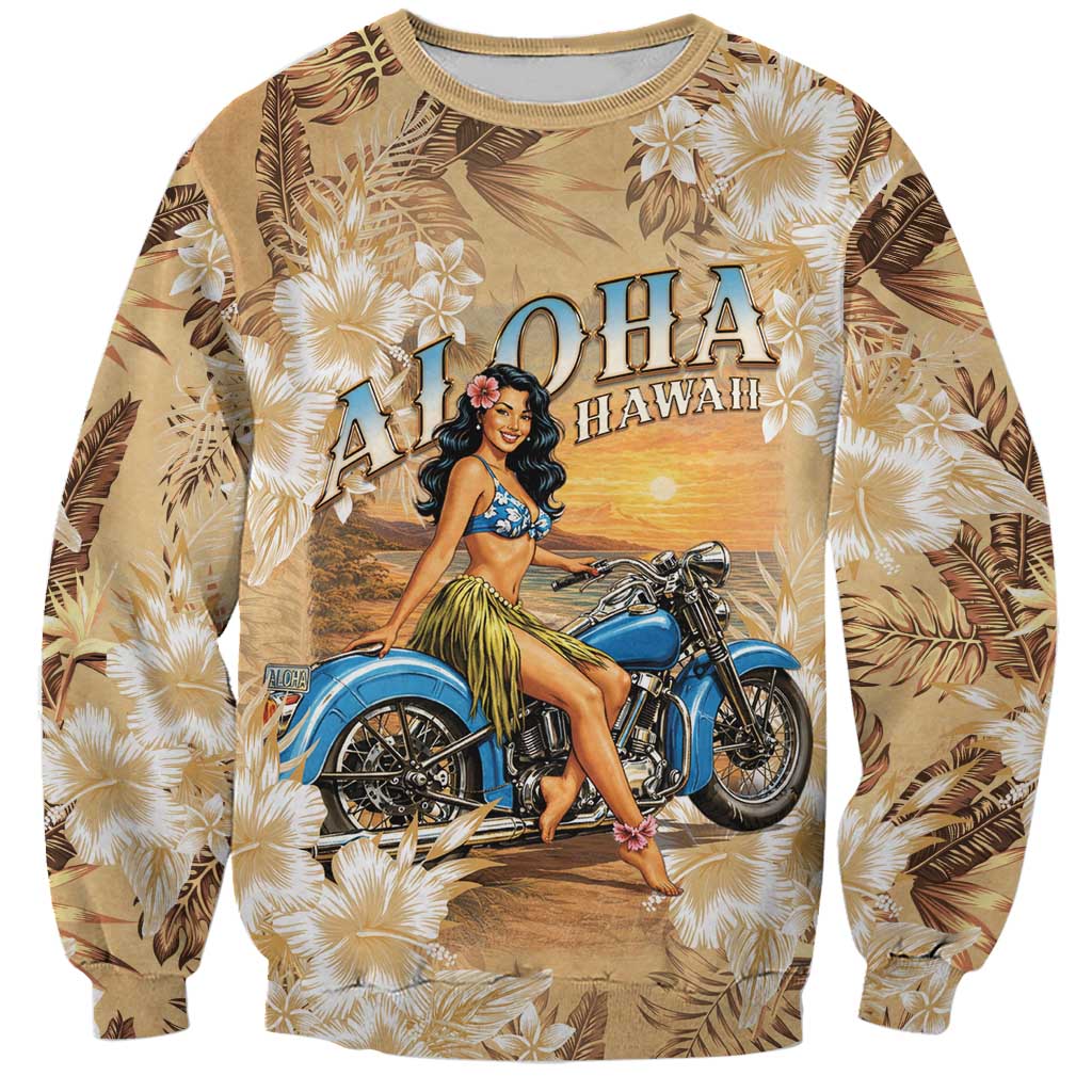 Aloha Hawaii Biker Sweatshirt Ride To Paradise LT05 Unisex Beige - Polynesian Pride