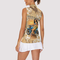 Aloha Hawaii Biker Women Sleeveless Polo Shirt Ride To Paradise