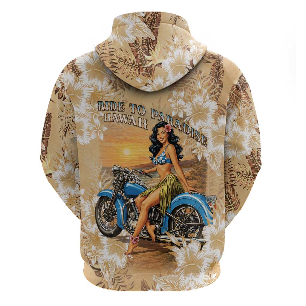 Aloha Hawaii Biker Zip Hoodie Ride To Paradise LT05 - Polynesian Pride