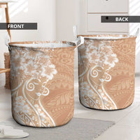 Polynesian Women's Day Laundry Basket Brown Hibiscus Flowers With Polynesian Pattern