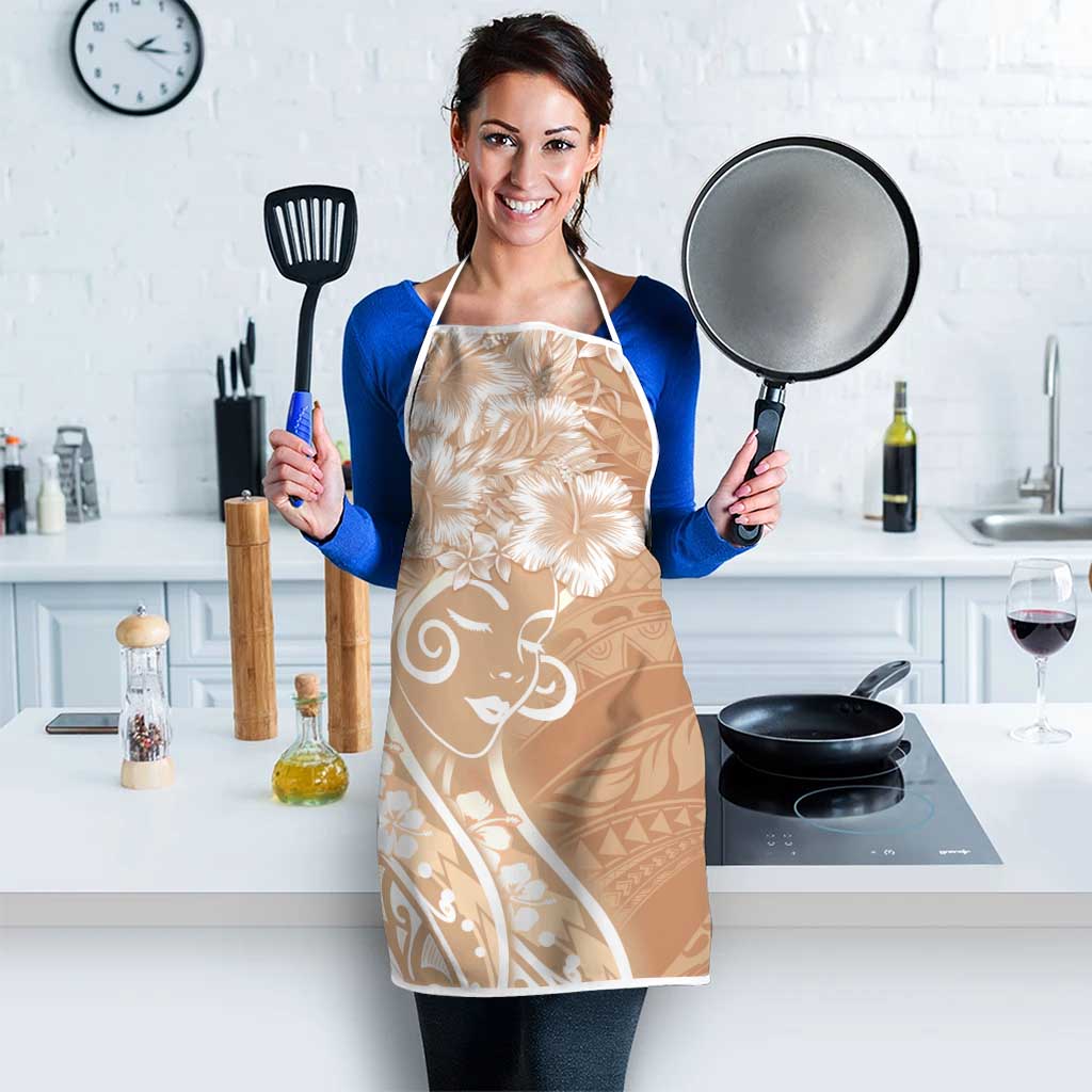 Polynesian Women's Day Apron Brown Hibiscus Flowers With Polynesian Pattern LT05 - Polynesian Pride