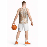 Polynesian Women's Day Basketball Jersey Brown Hibiscus Flowers With Polynesian Pattern