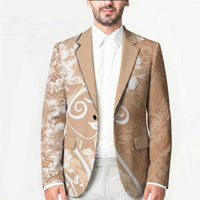 Polynesian Women's Day Blazer Brown Hibiscus Flowers With Polynesian Pattern