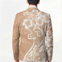 Polynesian Women's Day Blazer Brown Hibiscus Flowers With Polynesian Pattern