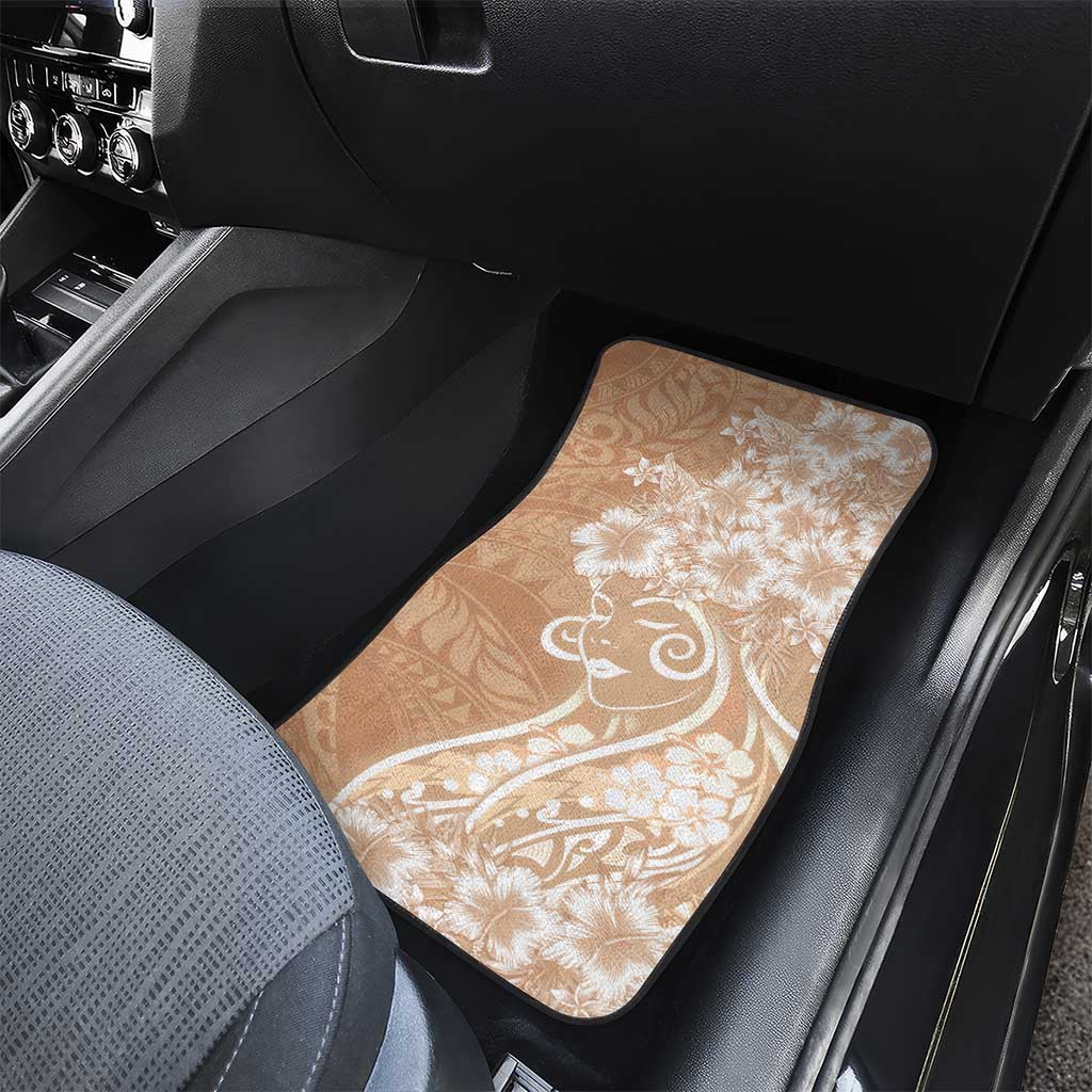 Polynesian Women's Day Car Mats Brown Hibiscus Flowers With Polynesian Pattern LT05 - Polynesian Pride