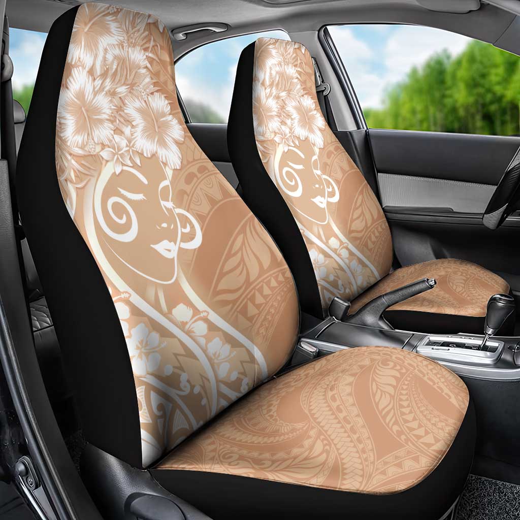 Polynesian Women's Day Car Seat Cover Brown Hibiscus Flowers With Polynesian Pattern LT05 - Polynesian Pride