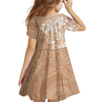Polynesian Women's Day Family Matching Mermaid Dress and Hawaiian Shirt Brown Hibiscus Flowers With Polynesian Pattern