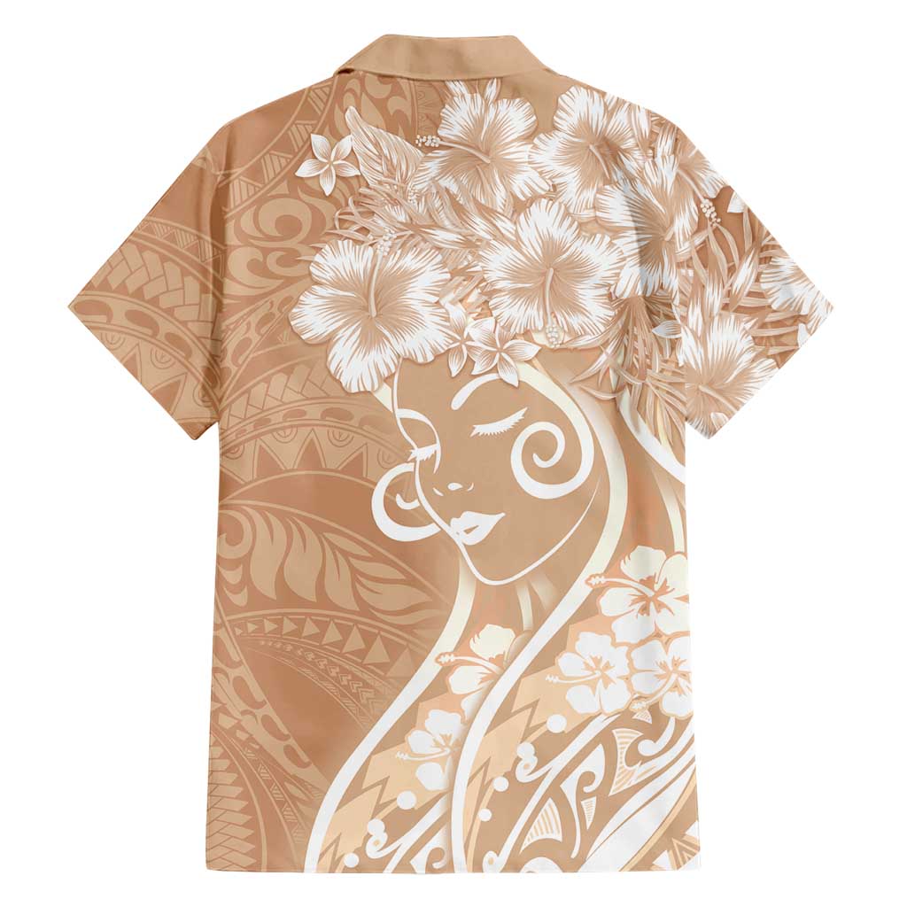 Polynesian Women's Day Family Matching Mermaid Dress and Hawaiian Shirt Brown Hibiscus Flowers With Polynesian Pattern