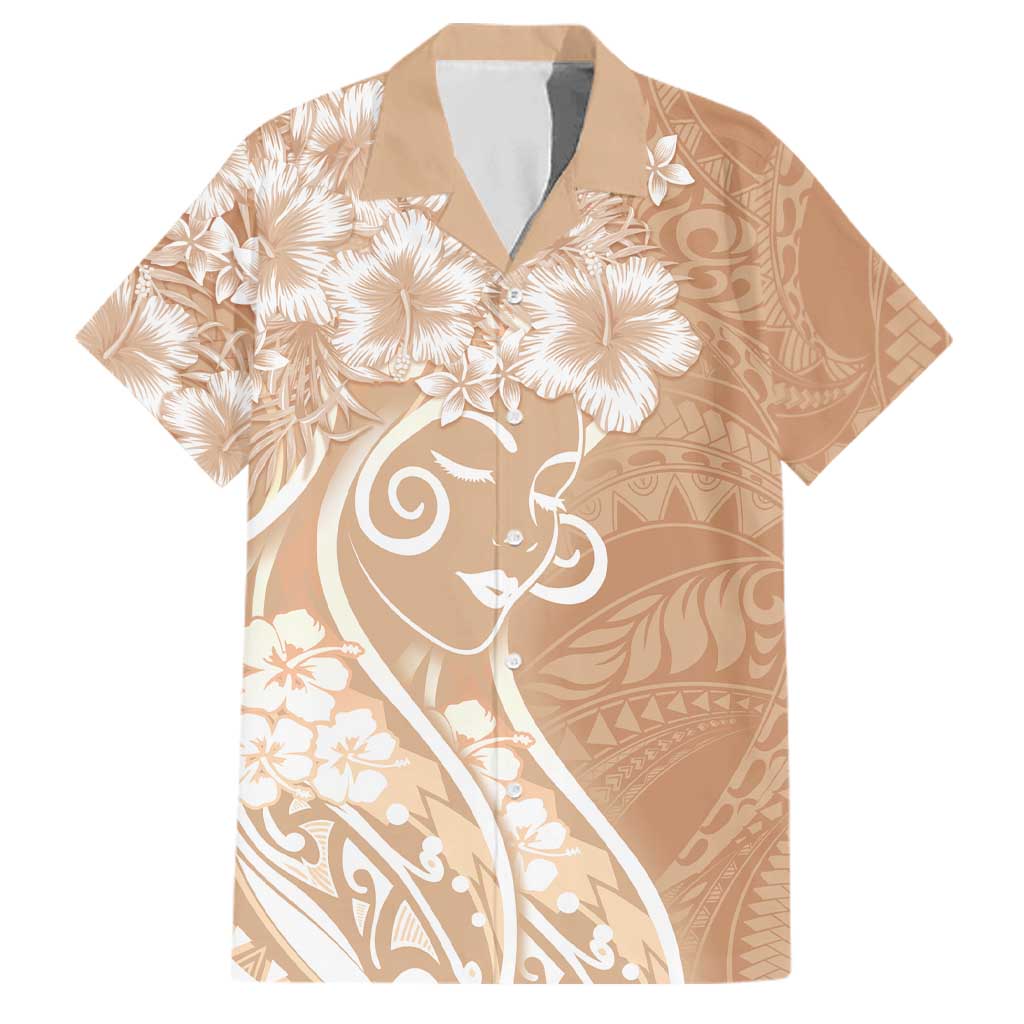 Polynesian Women's Day Family Matching Summer Maxi Dress and Hawaiian Shirt Brown Hibiscus Flowers With Polynesian Pattern LT05 Dad's Shirt - Short Sleeve Brown - Polynesian Pride