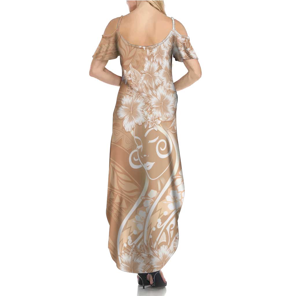 Polynesian Women's Day Family Matching Summer Maxi Dress and Hawaiian Shirt Brown Hibiscus Flowers With Polynesian Pattern LT05 - Polynesian Pride