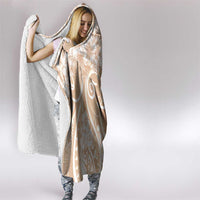 Polynesian Women's Day Hooded Blanket Brown Hibiscus Flowers With Polynesian Pattern