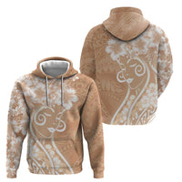 Polynesian Women's Day Hoodie Brown Hibiscus Flowers With Polynesian Pattern