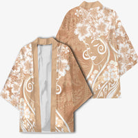 Polynesian Women's Day Kimono Brown Hibiscus Flowers With Polynesian Pattern