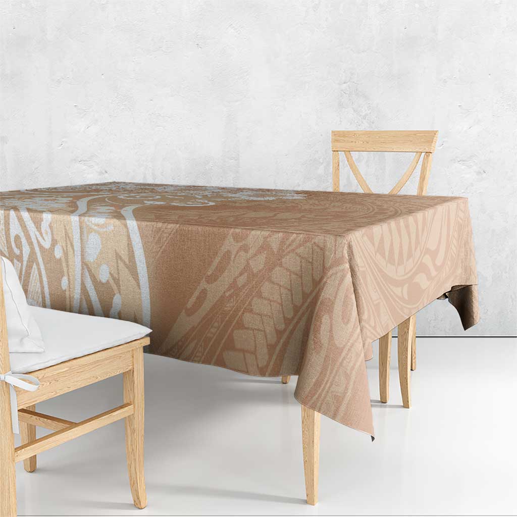 Polynesian Women's Day Tablecloth Brown Hibiscus Flowers With Polynesian Pattern